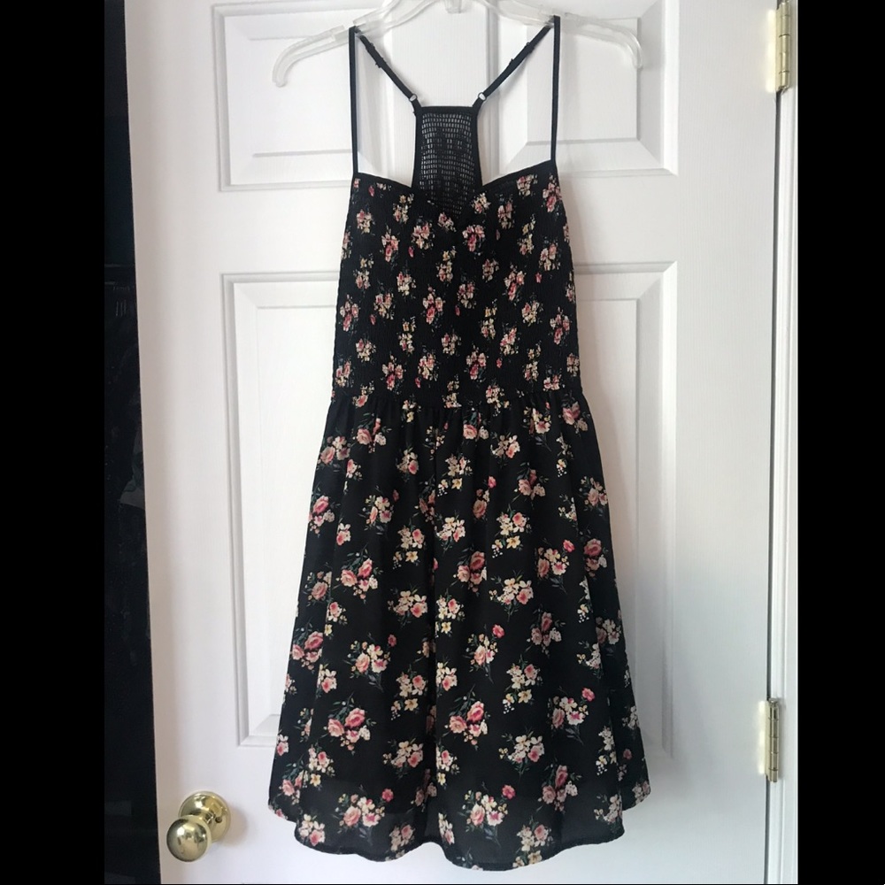 Ruched Racerback Floral Mini Dress